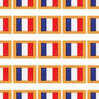 Pattern cookie with flag country France in tasty biscuit vector