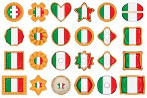 Homemade cookie with flag country Italy in tasty biscuit vector