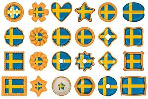 Homemade cookie with flag country Sweden in tasty biscuit vector