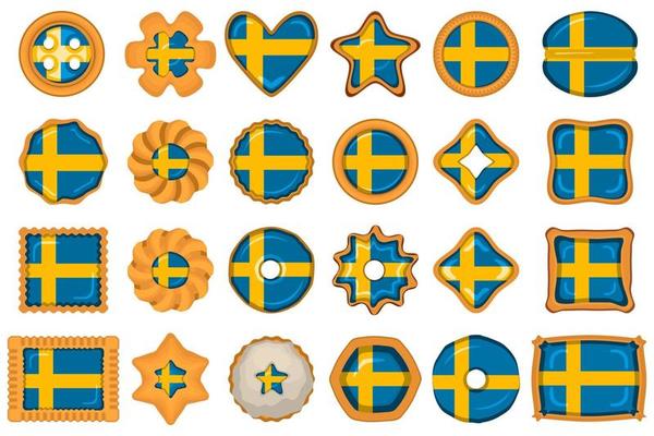 Homemade cookie with flag country Sweden in tasty biscuit