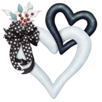 watercolor decorative linked hearts with bow png