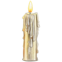 Watercolor hand drawn melting old candles png