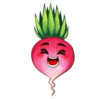 Watercolor cute funny radish png