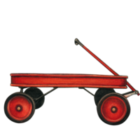 Watercolor coaster toy wagon png