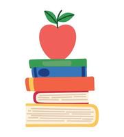 books pile and apple vector