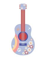 hippie guitar design vector