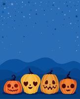 halloween pumpkins poster vector