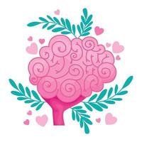 brain with plants vector