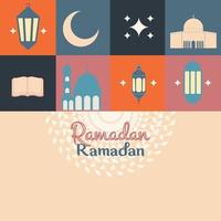 ramadán kareem. plantilla de tarjeta de felicitación islámica con ramadán para diseño de papel tapiz. afiche, pancarta de los medios. un conjunto de ilustraciones vectoriales. vector