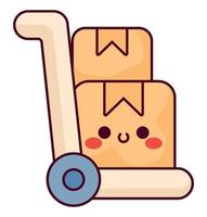 kawaii carrito caja vector