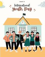 Cream Green Illustration Simple International Youth Day. vector
