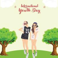 Green Illustration International Youth Day vector