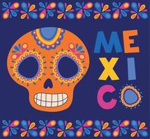 mexican skull poster vector