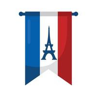 french flag with eiffel tower vector