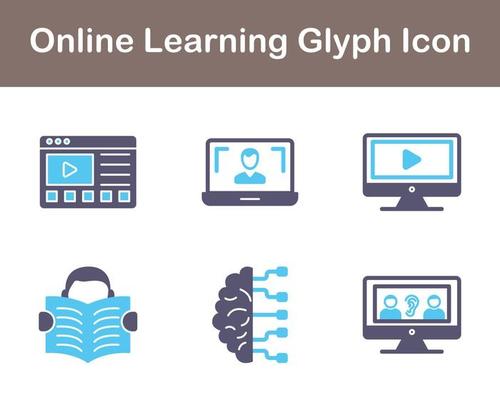 Online Learning Vector Icon Set