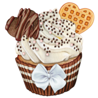 watercolor hand drawn cupcake png