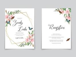 beautiful floral watercolor wedding invitation card vector