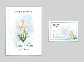 aesthetic wedding invitation card floral watercolor vector