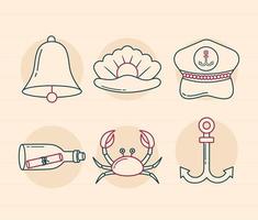 nautical items set vector