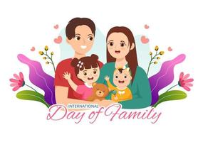 International Day of Family Illustration with Kids, Father and Mother for Web Banner or Landing Page in Flat Cartoon Hand Drawn Templates vector