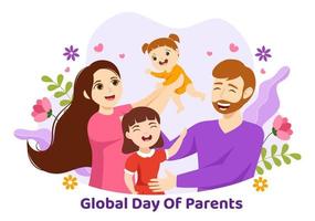 Global Day of Parents Illustration with Importance of Being a Parenthood and its Role in Kids in Flat Cartoon Hand Drawn for Landing Page Template vector