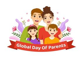 Global Day of Parents Illustration with Importance of Being a Parenthood and its Role in Kids in Flat Cartoon Hand Drawn for Landing Page Template vector