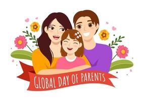 global día de padres ilustración con importancia de siendo un paternidad y sus papel en niños en plano dibujos animados mano dibujado para aterrizaje página modelo vector