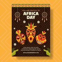 Happy Africa Day Vertical Poster Flat Cartoon Hand Drawn Templates Background Illustration vector