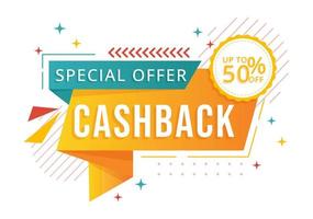 Cashback Illustration with Financial Payment to Money Cash Back Service for a Buyer in Flat Cartoon Hand Drawn for Landing Page Templates vector