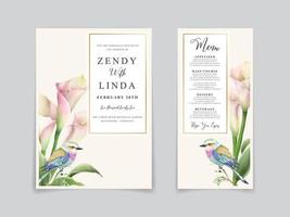 aesthetic wedding invitation card floral watercolor vector
