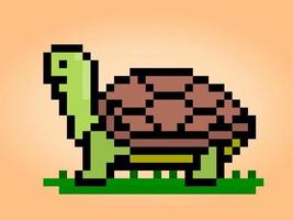 Tortuga de píxeles de 8 bits. píxeles animales en ilustración vectorial para activos de juego o patrón de punto cruzado. vector