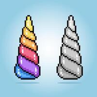 8 bit pixel unicorn horn for game icons. Illustration Vector Cross Stitch Pattern