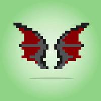 Píxel de 8 bits de alas de dragón en ilustraciones vectoriales para activos de juego o patrones de punto cruzado vector