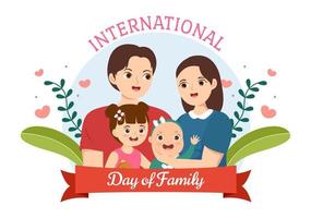 International Day of Family Illustration with Kids, Father and Mother for Web Banner or Landing Page in Flat Cartoon Hand Drawn Templates vector