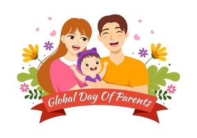 Global Day of Parents Illustration with Importance of Being a Parenthood and its Role in Kids in Flat Cartoon Hand Drawn for Landing Page Template vector
