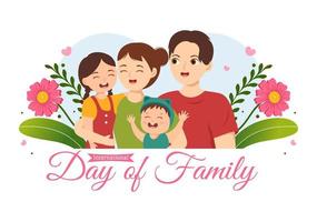 International Day of Family Illustration with Kids, Father and Mother for Web Banner or Landing Page in Flat Cartoon Hand Drawn Templates vector