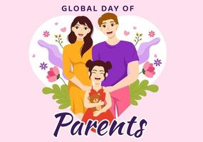 Global Day of Parents Illustration with Importance of Being a Parenthood and its Role in Kids in Flat Cartoon Hand Drawn for Landing Page Template vector