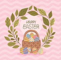 happy easter design with basket eggs vector