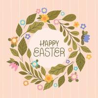 happy easter illustration with flowers vector