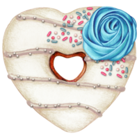 waterverf hand- getrokken hart vormig donut png