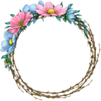 aquarelle floral printemps couronne png