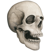 acuarela mano dibujado realista humano cráneo png