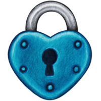 Watercolor hand drawn heart shaped lock png