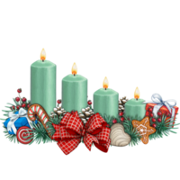 watercolor hand drawn advent candles decoration png