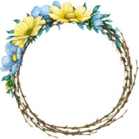 watercolor floral spring wreath png