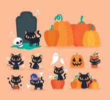 halloween icons bundle vector