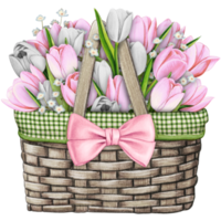 waterverf mand met bloemen boeket png