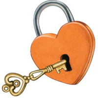 Watercolor hand drawn heart shaped lock png