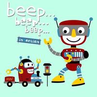 funny robots , vector cartoon illustration