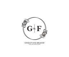 initial GF letters hand drawn feminine and floral botanical logo suitable for spa salon skin hair beauty boutique and cosmetic company. vector